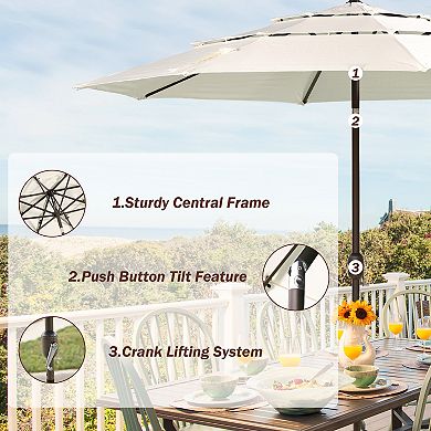 Aoodor 10ft 3 Tier Patio Umbrella - Stylish Outdoor Market Umbrella (No Base)