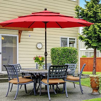 Aoodor 10ft 3 Tier Patio Umbrella - Stylish Outdoor Market Umbrella (No Base)