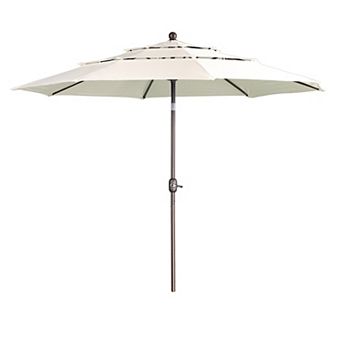 Aoodor 10ft 3 tier Patio Umbrella - Stylish Outdoor Market Umbrella  (No Base)