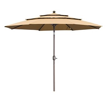 Aoodor 10ft 3 tier Patio Umbrella - Stylish Outdoor Market Umbrella  (No Base)