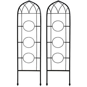 Sunnydaze 2 pc Arched Wall Trellis with Flowerpot Supports