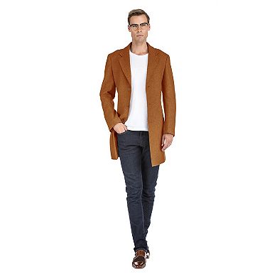 Men's Tailored Wool Blend Notch Collar Wool Blend Walker Car Coat Jacket