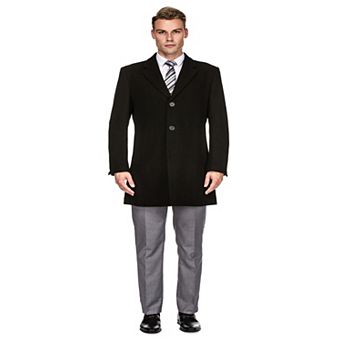 Men's Tailored Wool Blend Notch Collar Wool Blend Walker Car Coat Jacket