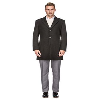 Men's Tailored Wool Blend Notch Collar Wool Blend Walker Car Coat Jacket