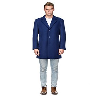Men's Tailored Wool Blend Notch Collar Wool Blend Walker Car Coat Jacket