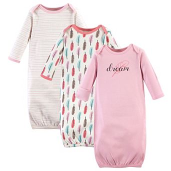 Baby Girl Organic Cotton Long-Sleeve Gowns 3 pk