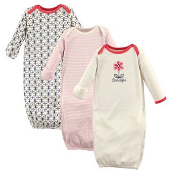 Baby Girl Organic Cotton Long-Sleeve Gowns 3 pk