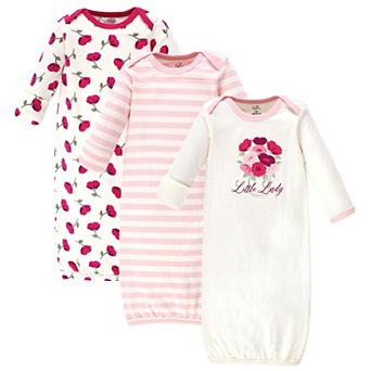 Baby Girl Organic Cotton Long-Sleeve Gowns 3 pk