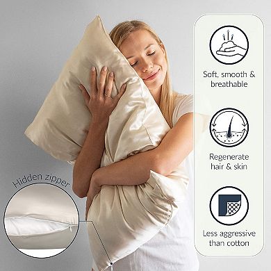 Dreamzie - 1 x 19 Momme Silk Pillowcase, Double Sided Luxury Silk