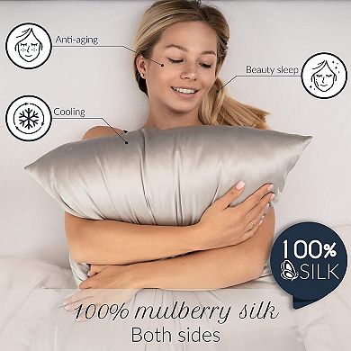 Dreamzie - 1 x 19 Momme Silk Pillowcase, Double Sided Luxury Silk
