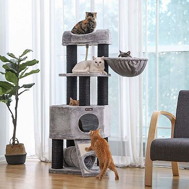 BreeBe Light Grey Cat Tree - Black and Grey