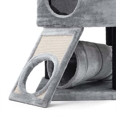 BreeBe Light Grey Cat Tree - Black and Grey