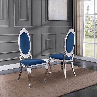 Best Quality Furniture Stainless Steel Frame Upholstered Dining Side Chair (Set of 2)