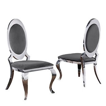 Best Quality Furniture Stainless Steel Frame Upholstered Dining Side Chair (Set of 2)