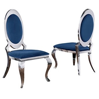 Best Quality Furniture Stainless Steel Frame Upholstered Dining Side Chair (Set of 2)