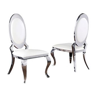 Best Quality Furniture Stainless Steel Frame Upholstered Dining Side Chair (Set of 2)