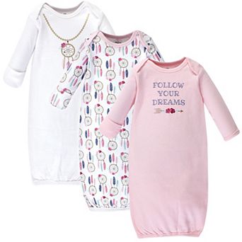 Baby Girl Cotton Long-Sleeve Gowns 3 pk