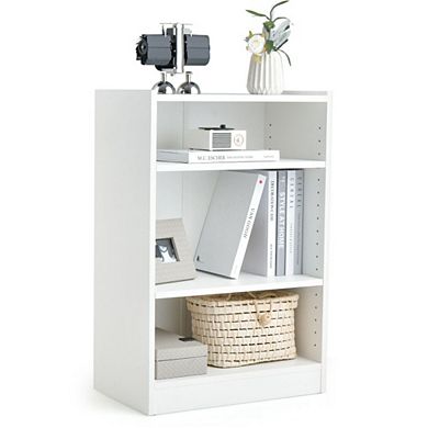 Hivvago 3-tier Bookcase Open Display Rack Cabinet With Adjustable Shelves-white