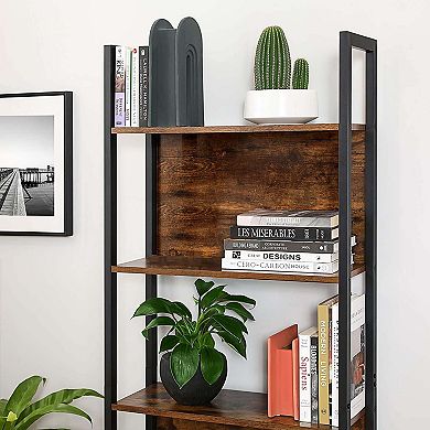 Hivvago Industrial Rustic Brown & Black 5-tier Bookshelf