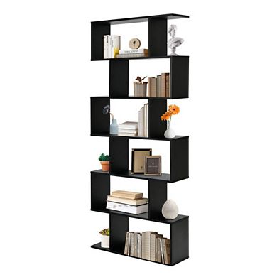 Hivvago 6 Tier S-shaped Bookshelf Storage Display Bookcase Decor Z-shelf