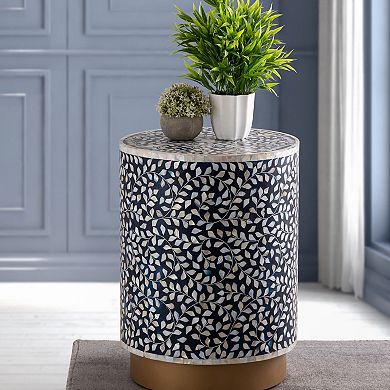 Luxe Handmade Mother Of Pearl End Table