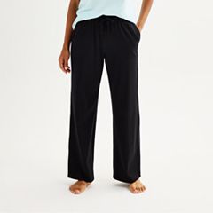 Women Solid Black Knit Cotton Lounge Pants