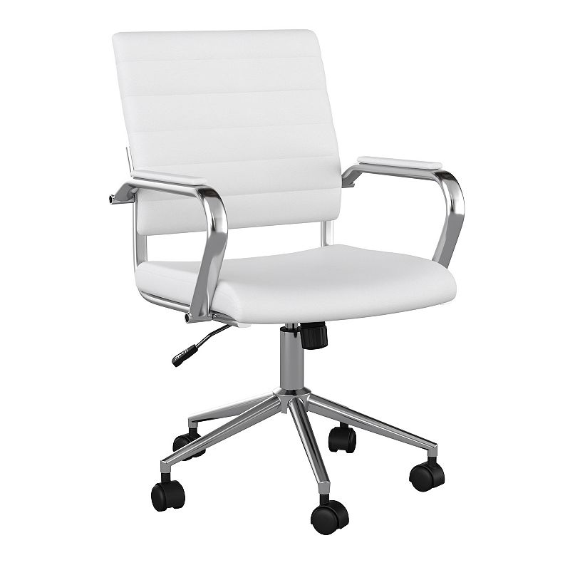 Upholstered Office Swivel Chair White/Polished Nickel - Martha Stewart