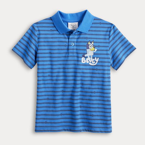 Baby & Toddler Boy Bluey Striped Graphic Polo Shirt - Blue (3T)