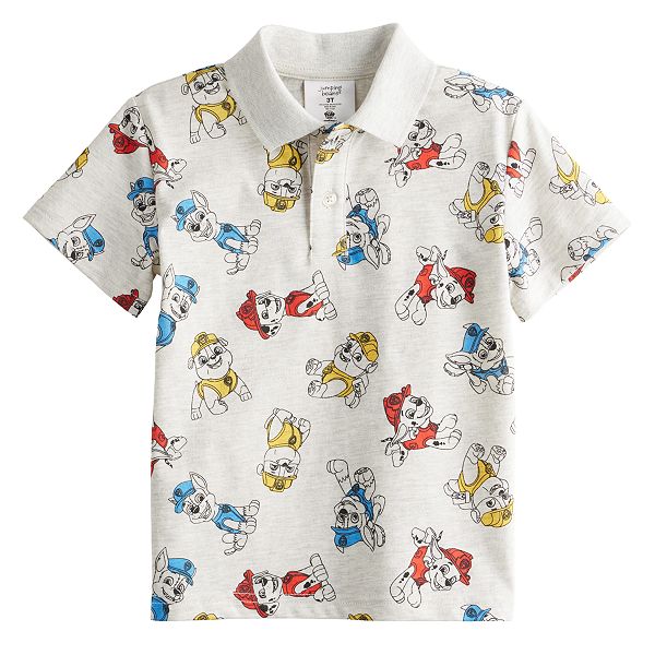 Baby & Toddler Boy PAW Patrol Allover Print Short Sleeve Polo Shirt - Oatmeal (3T)