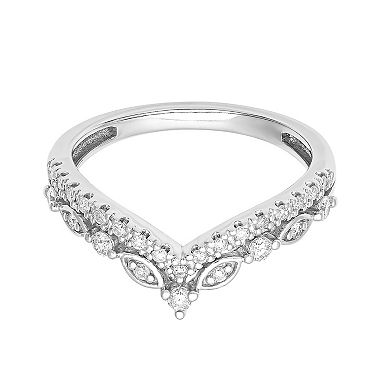 Love Always 10k White Gold 1/4 Carat T.W. Diamond Chevron Band