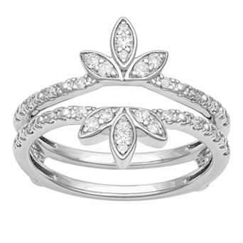 Love Always 10k White Gold 1/3 Carat T.W. Diamond Floral Enhancer Ring