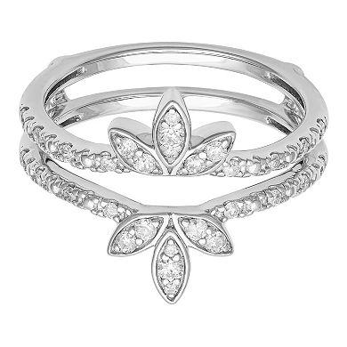 Love Always 10k White Gold 1/3 Carat T.W. Diamond Floral Enhancer Ring