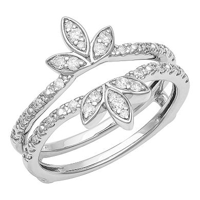 Love Always 10k White Gold 1/3 Carat T.W. Diamond Floral Enhancer Ring