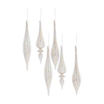 Melrose 6 pc Jeweled Glass Drop Ornament Set