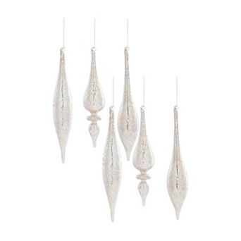 Melrose 6 pc Jeweled Glass Drop Ornament Set