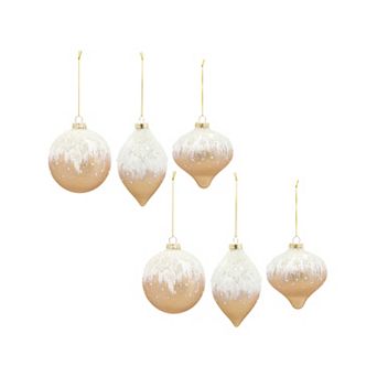 Melrose 6 pc Gold Beaded Glass Ornament Set