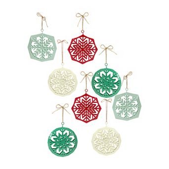 Melrose 8 pc Metal Snowflake Ornament Set