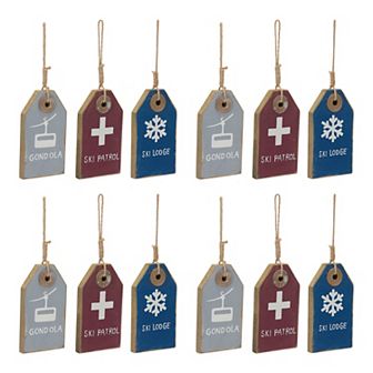Melrose 12 pc Ski Tag Ornament Set