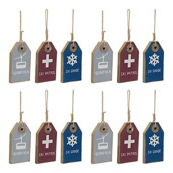 Melrose 12 pc Ski Tag Ornament Set