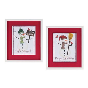 Melrose 2 pc Snowman Sentiment Wall Art Set
