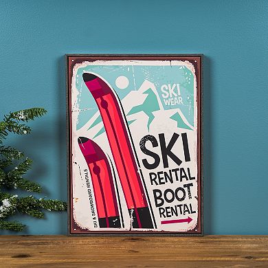 Melrose Tin Metal Ski Lodge Sign