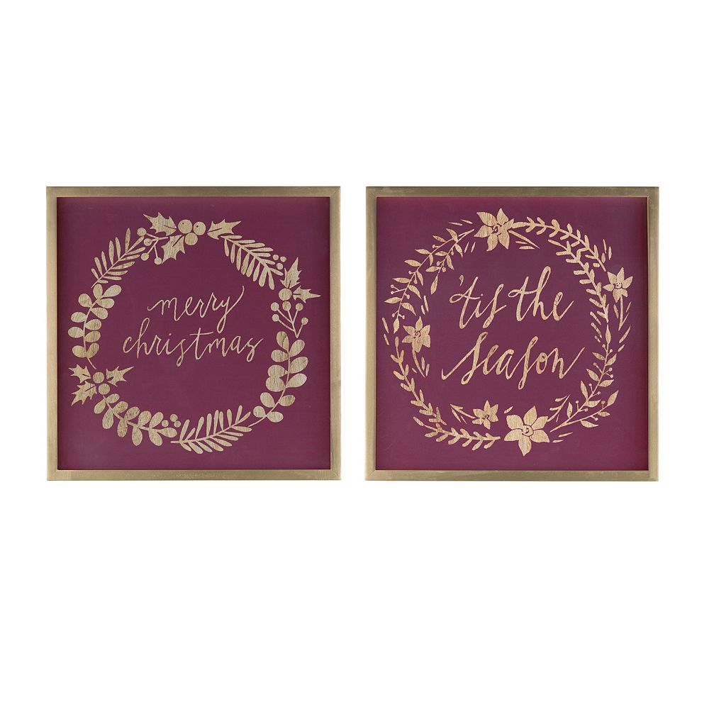 Melrose International Canvas Christmas Banner (Set of 2)