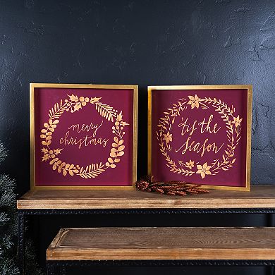 Melrose "Merry Christmas" and "'Tis The Season" Framed Sign Set