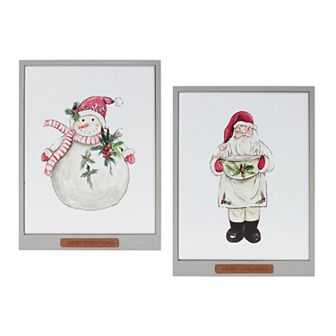 Melrose 2 pc Santa & Snowman Wall Art Set