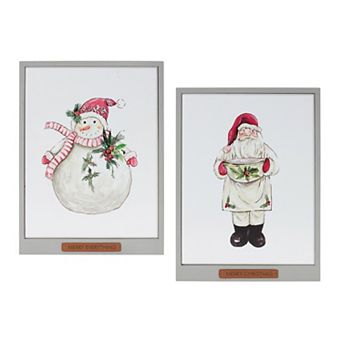 Melrose 2 pc Santa & Snowman Wall Art Set