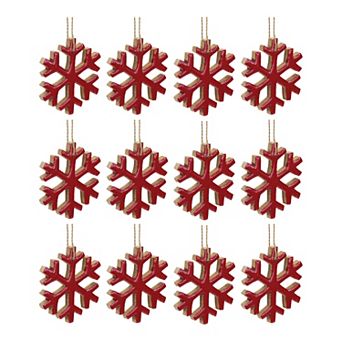Melrose 12 pc Wooden Snowflake Ornament Set