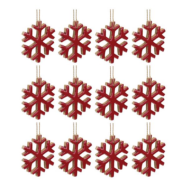 Melrose International Wood Cut Out Snowflake Ornament (Set of 12) main image 0