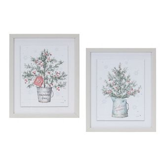 Melrose Potted Pine Framed Wall Art 2 pc Set