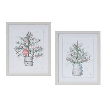 Melrose Potted Pine Framed Wall Art 2 pc Set