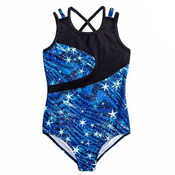 Girls 7-16 Rainbeau Moves Star Dust Print Strappy Tank Top Leotard